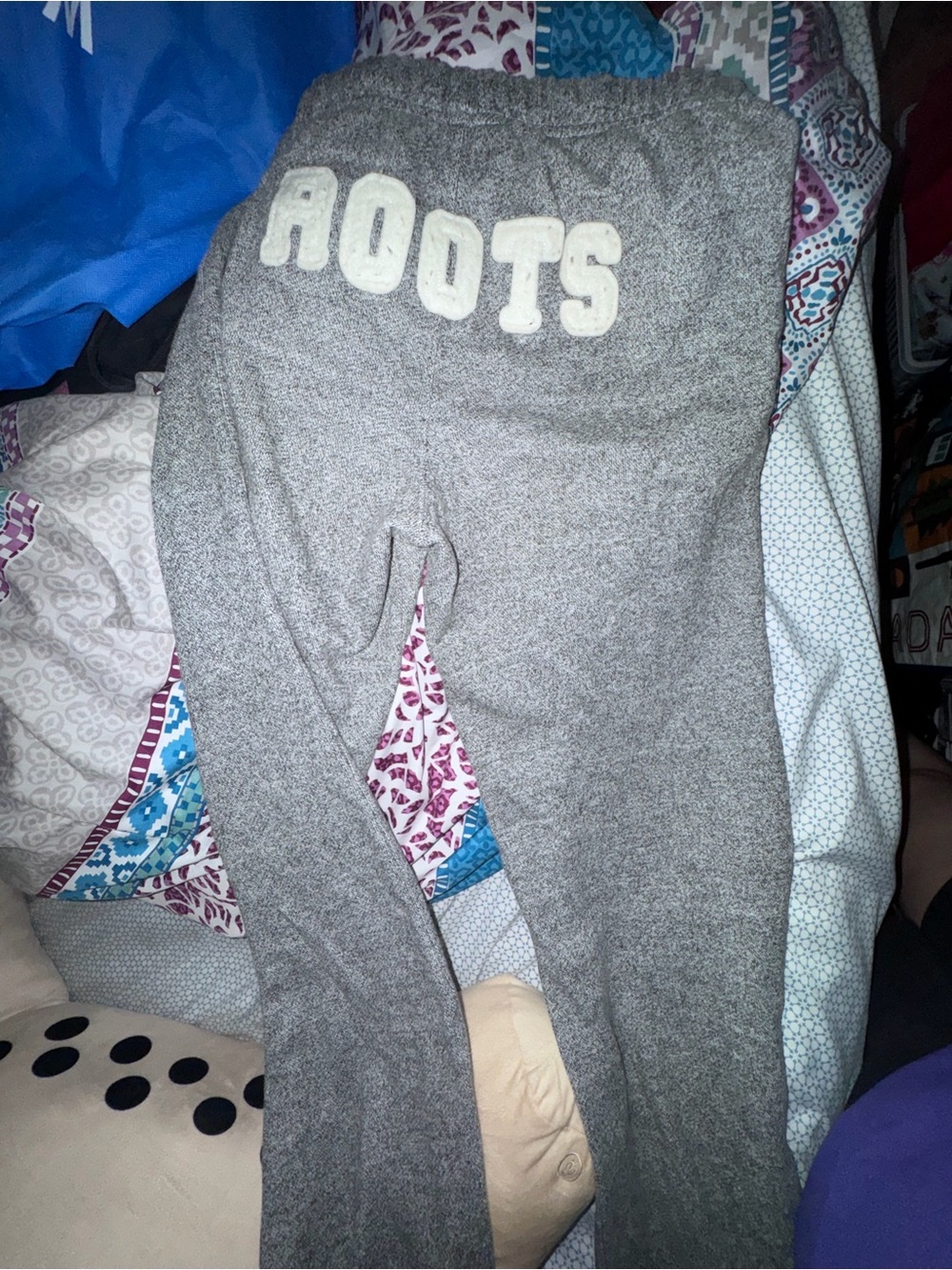 Roots Kids Heather Gray Sweatpants with Cream Logo